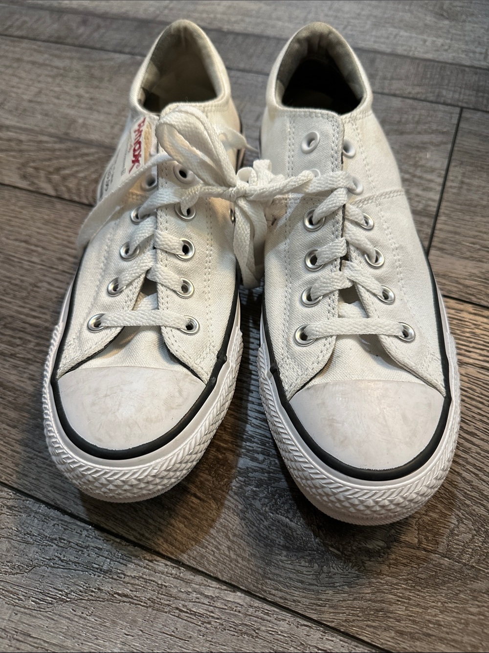 T.J. Maxx White Low-Top Canvas Sneakers with Black Sole Stripe